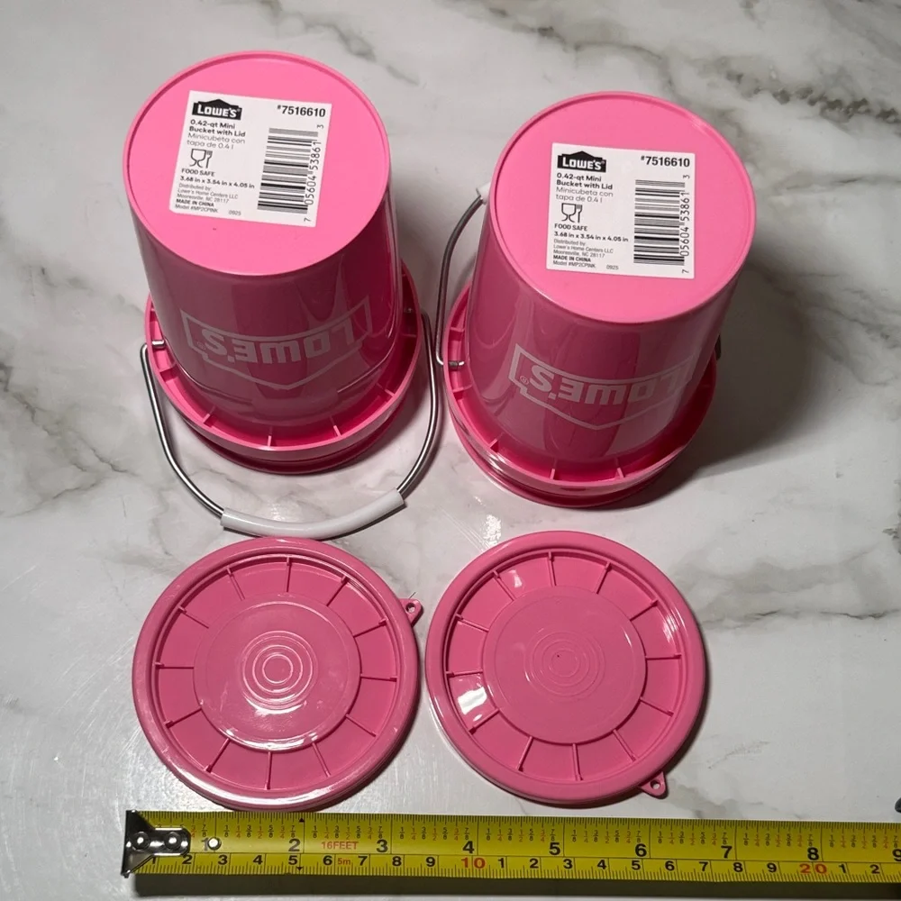 New. Lowe’s Mini Pink Buckets (2) - Picture 2 of 7
